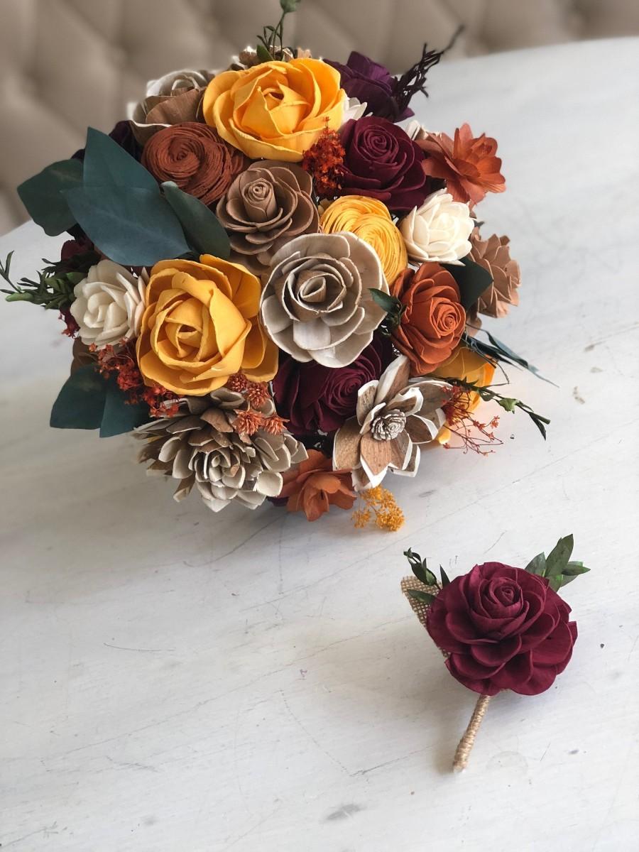 زفاف - Fall Flower Bouquet - Sola Flower Bouquet - Wedding Bouquet - Wooden Flower Bouquet - Autumn Wedding - Thanksgiving Bouquet - Wood