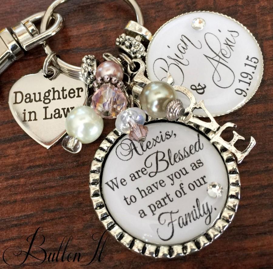 Wedding - Daughter in law gift, Bridal bouquet charm, PERSONALIZED wedding, Daughter in law wedding gift, blessed to have you as a part of our family