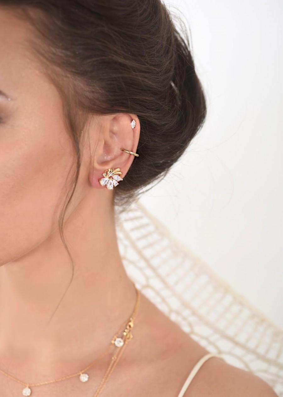 Свадьба - Rose Gold Earrings, Wedding Earrings,  bridesmaid earrings, ear climbers