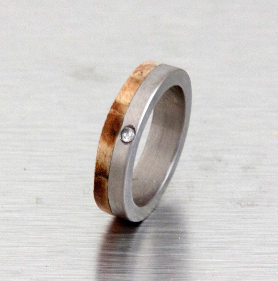 زفاف - diamond engagement ring wood diamond band titanium engagement man woman ring wooden ring size 3 to 16 metal wood band