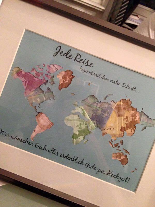 Hochzeit - Individual Gift idea * World map * Money gift for Wedding