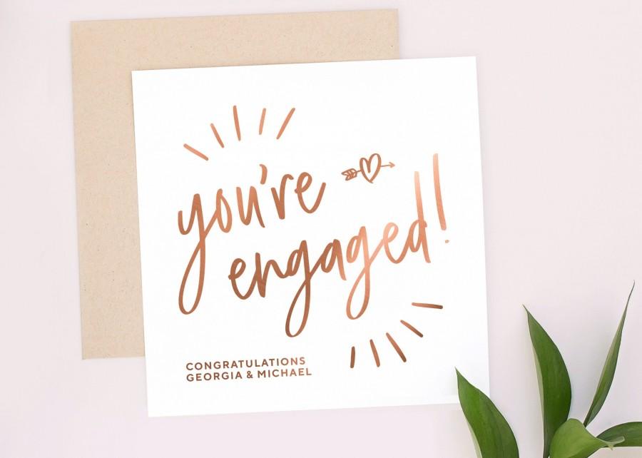 Mariage - Congratulations on your engagement card - Personalised Engagement Card, Wedding card - Keepsake, Metallic Foil, Shit Got Real, Engaged