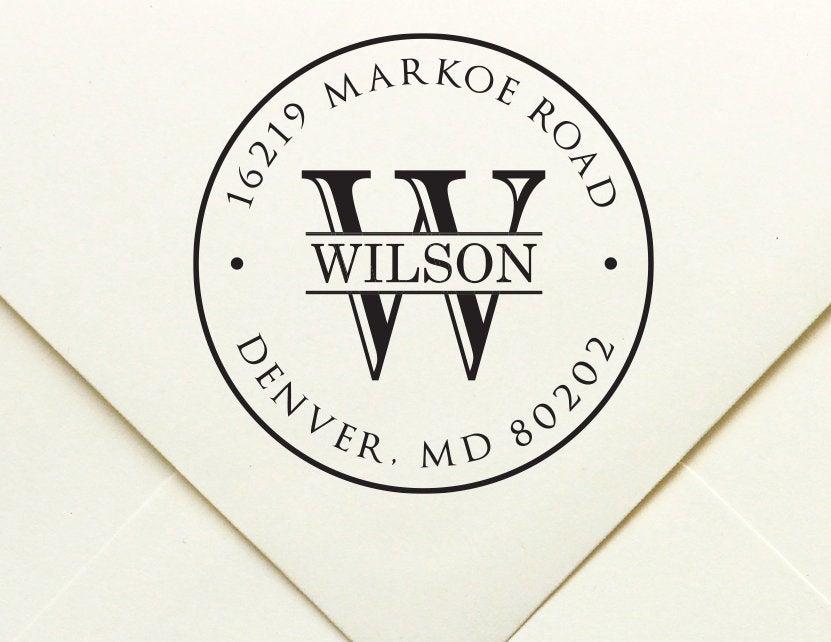 Wedding - Monogram Return Address Stamp, SELF INKING Custom Initial Address Stamp, Personalized Family Address Stamp, Wedding Address Stamp
