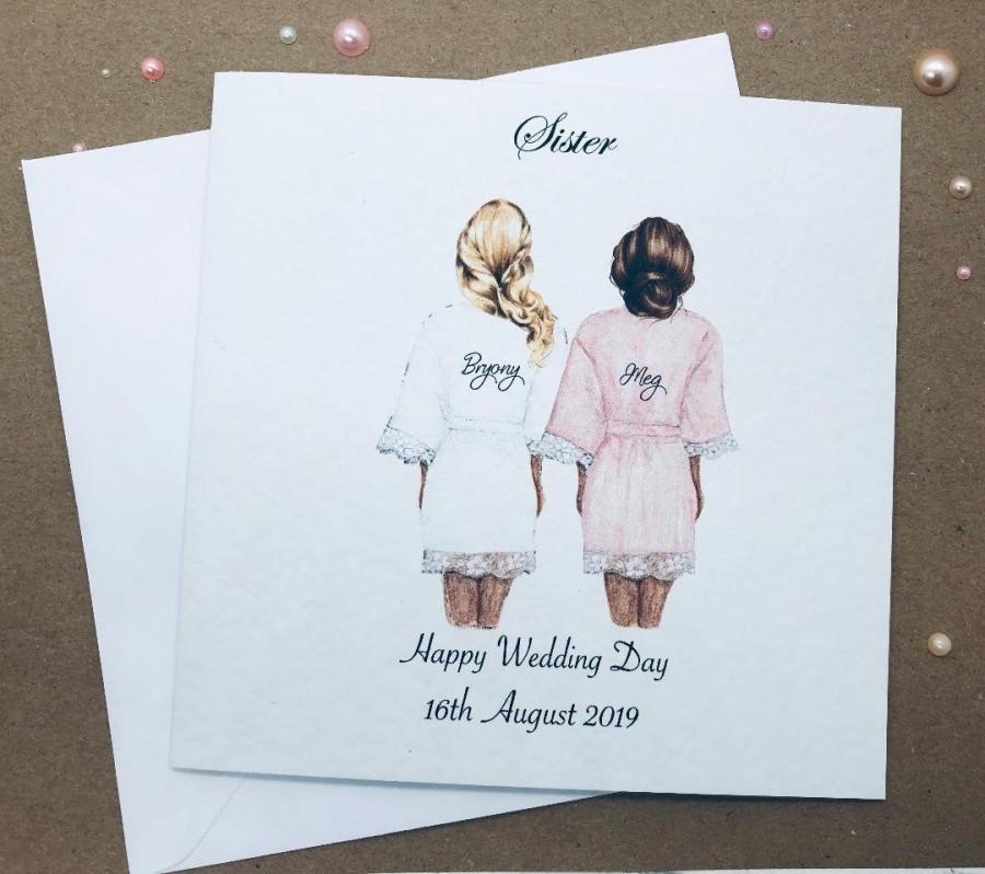 زفاف - On Your Wedding Day Handmade Personalised Card  for Best Friend/ Sister/ cousin Various Hairstyles