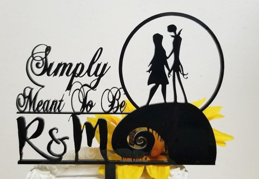 Wedding - Personalized Simply Meant To Be  Wedding Cake Topper, Jack and Sally Wedding Cake Topper, Custom Couple wedding Cake topper, Acrylic Topper
