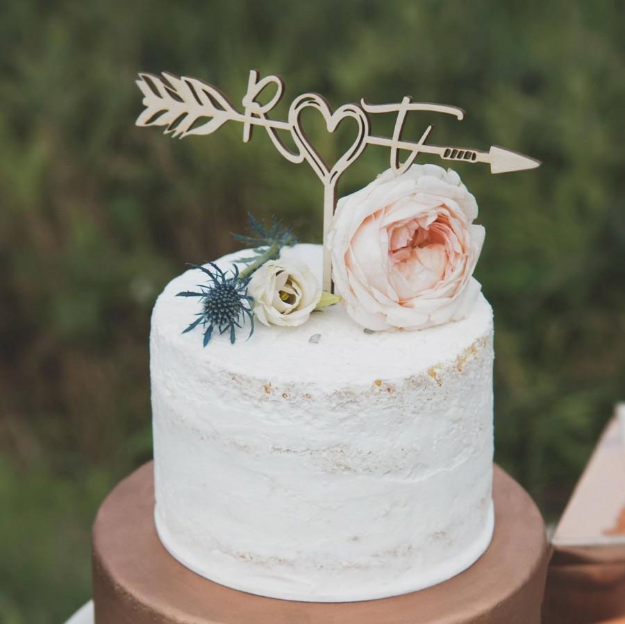 Hochzeit - Personalized Woodland Wedding Cake Topper, Boho and Rustic Cake Topper