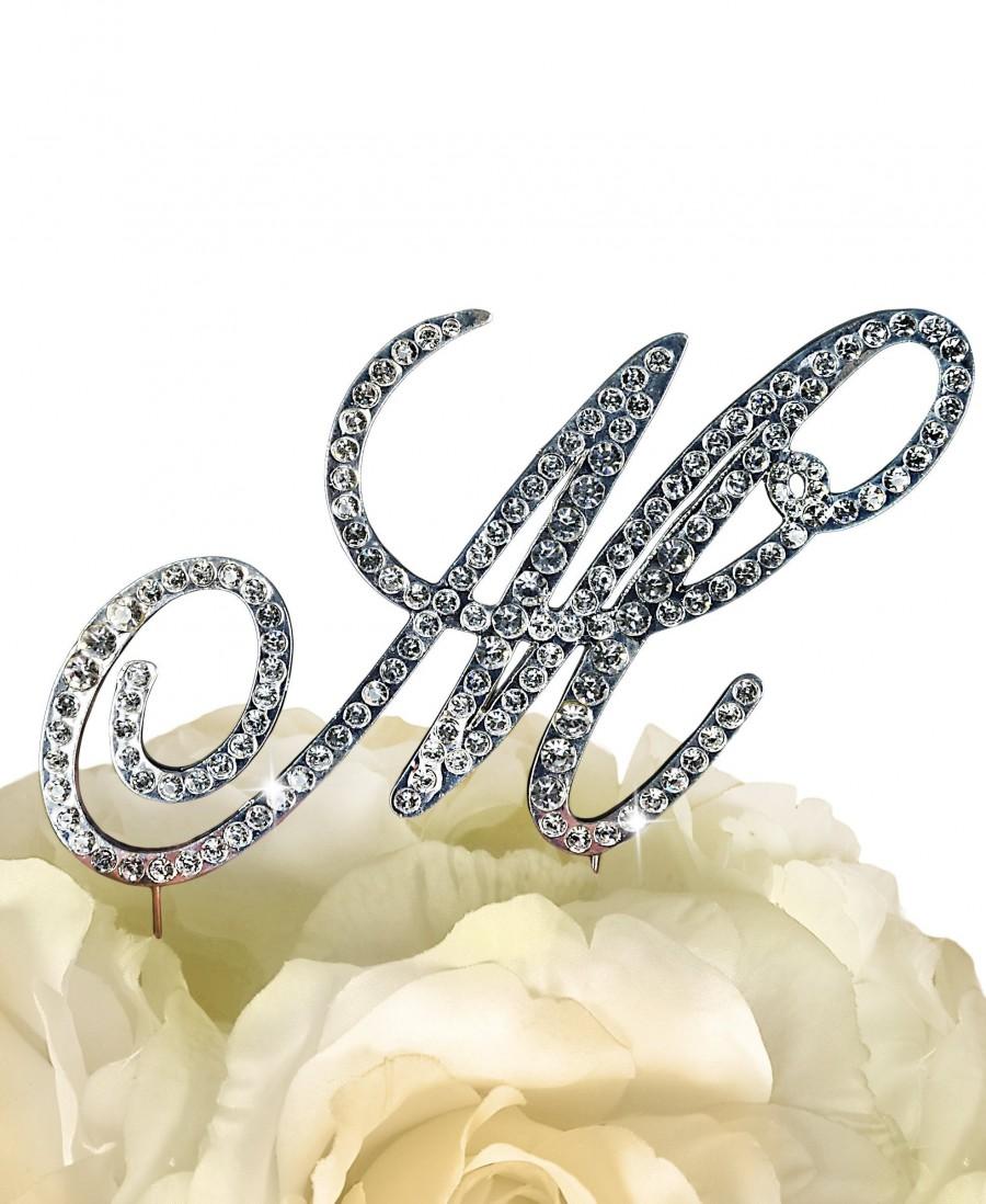 Mariage - Victorian Collection Monogram Rhinestone Cake Topper Silver Letter M