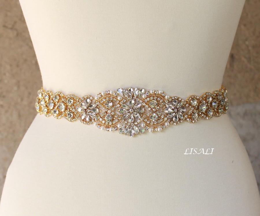 Hochzeit - LISALI Sparkly Gold All Around Rhinestone Belt, Wedding Belt,  Bridal Belts, Rhinestone Belt, Crystal Sash Belt, Wedding Dress Belts Crystal