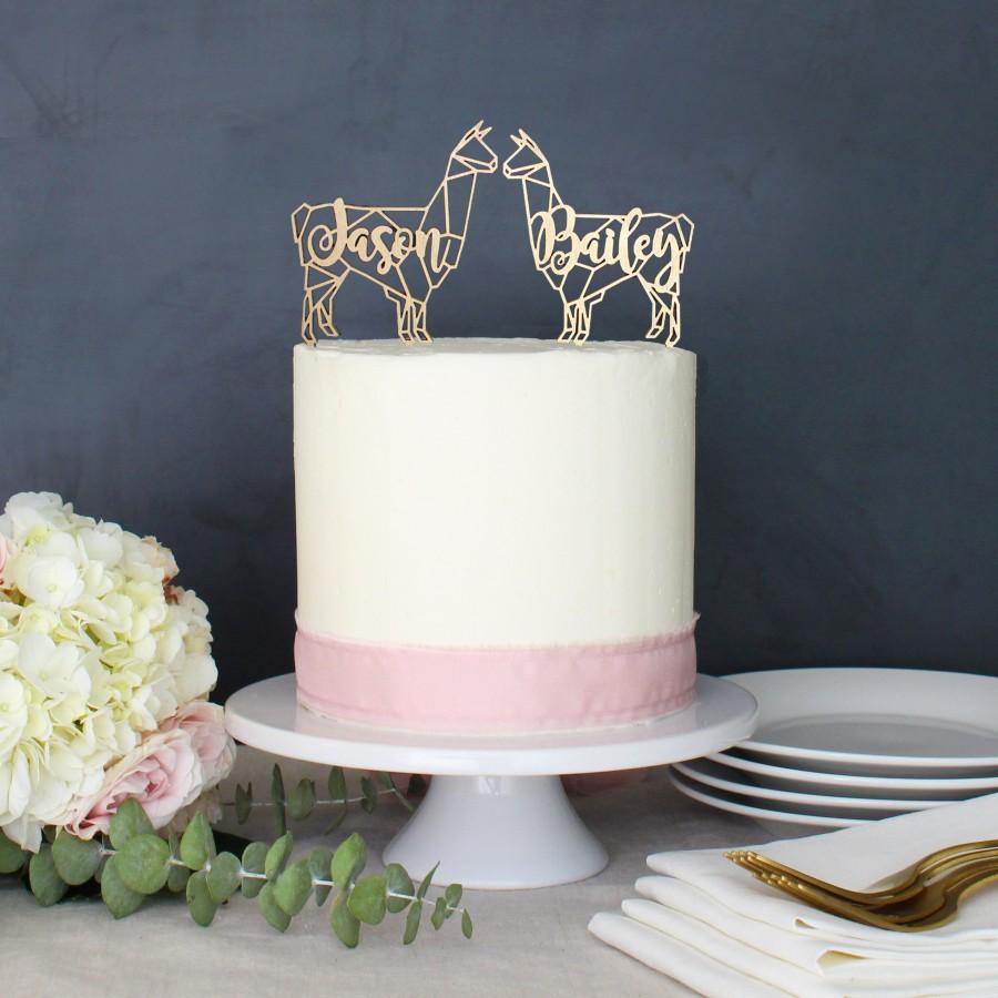 Свадьба - Personalized Modern Rustic Geometric Llama Alpaca Wedding Cake Topper 