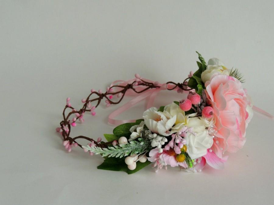 Mariage - Bridal wreath hair - Pink clouds