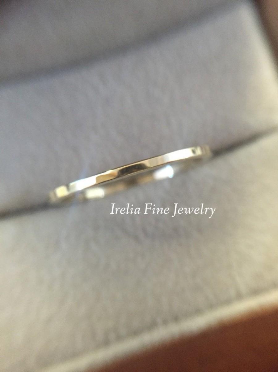 Hochzeit - 10k Gold 1mm Flat Women's Wedding Band Ring ***Choose White Yellow or Rose Gold
