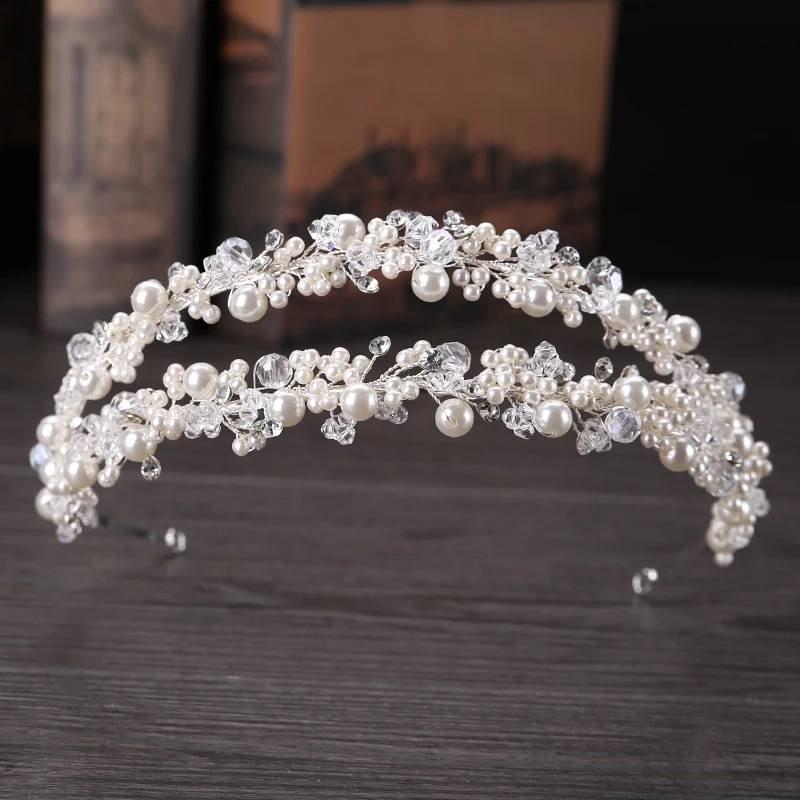 زفاف - Handmade Pearl Bridal Headband,Wedding Pearl Hair jewellery,Tiaras & Crowns,Brides headdpiece,Bridal Accessories,pearl Tiara,silver headband