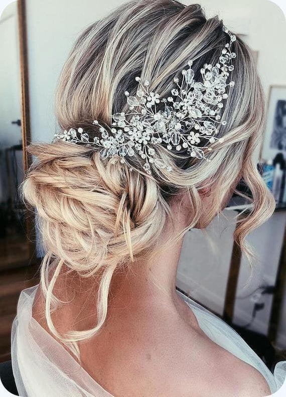 Hochzeit - Bridal Pearl Hair vine Comb DAFNE Wedding Hair Comb vine, Hair Chain Bridal hair jewellery Wedding Hair Vine,  Bridal Hairpiece Comb