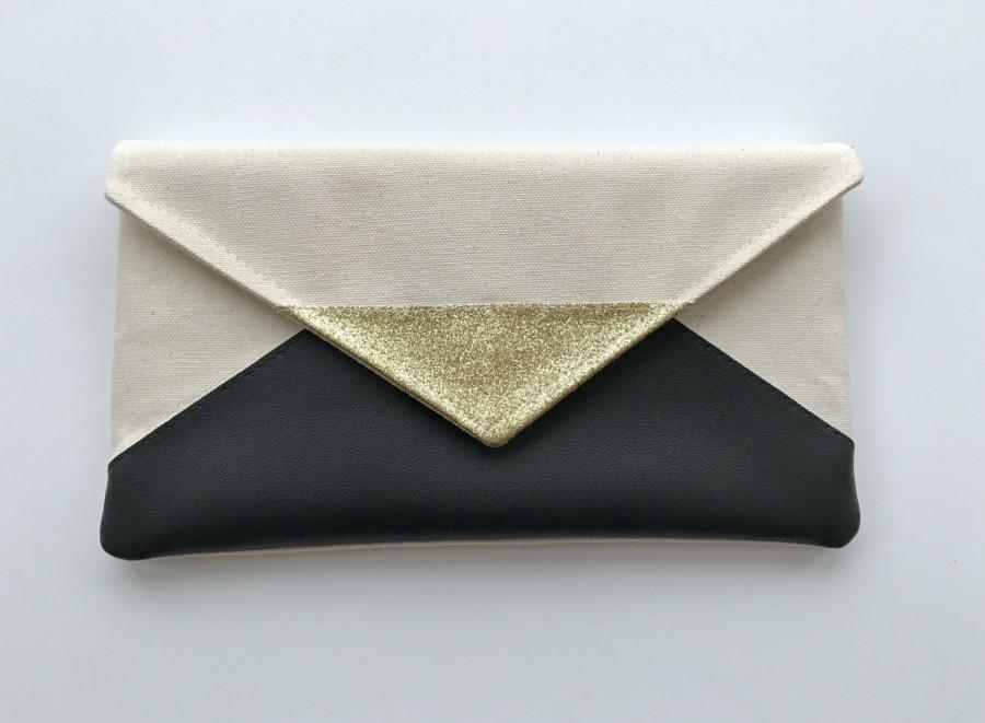 زفاف - Black Glitter Envelope Clutch, Glitter bridesmaid purse, bridesmaid gift, bridal clutch, wedding gift set