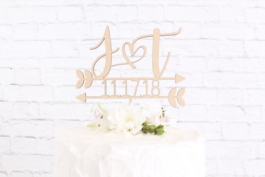 Hochzeit - Initials Date Cake Topper, Wedding Cake Topper, Cake Topper for Wedding, Personalized Cake Topper, Custom Cake Topper