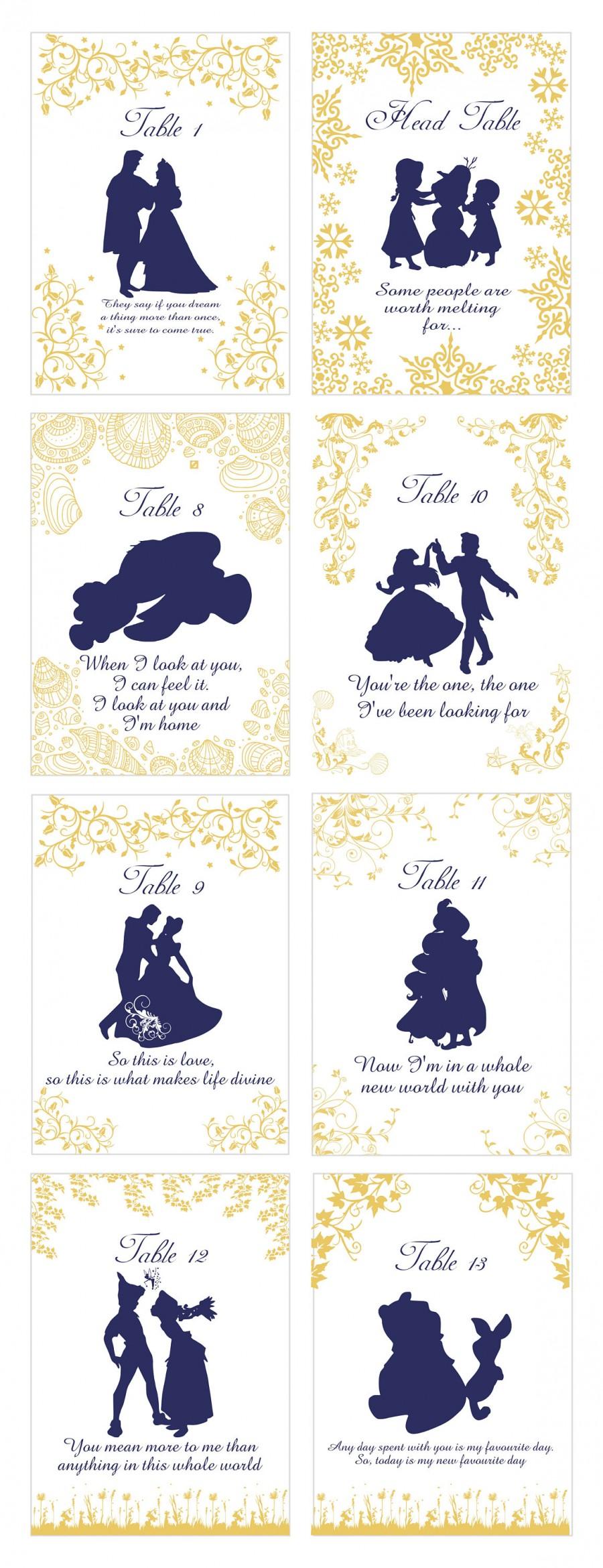 Mariage - Story Book Quotable Table Numbers Select Your Quotable Cards 