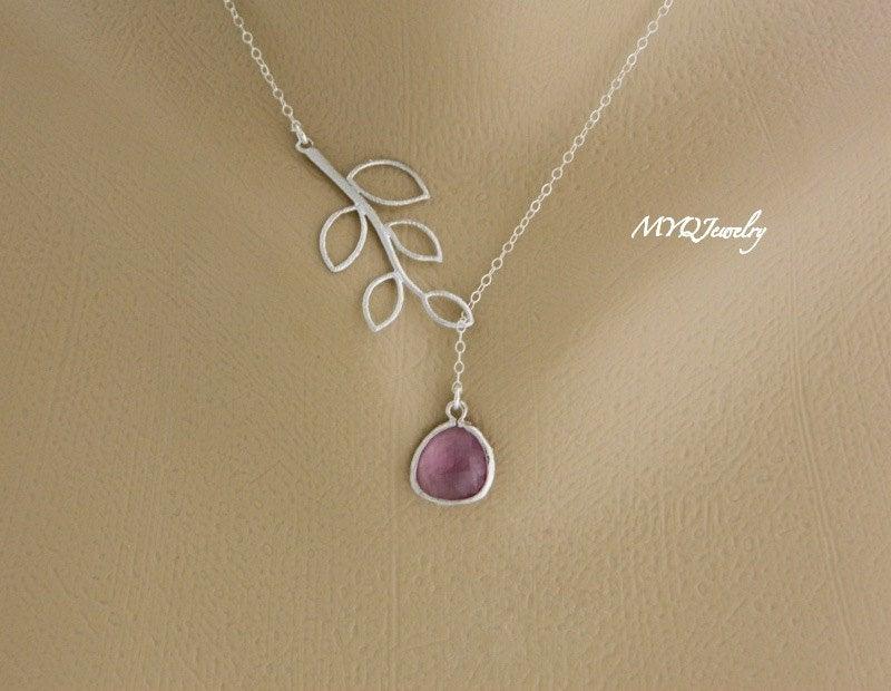 Mariage - Personalized Lariat Necklace, February Birthstone Necklace, Gemstone Necklace, Amethyst Jewelry, Bridesmaid Jewelry, Wedding Necklace Gift