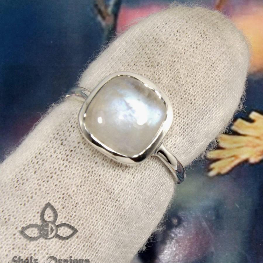 Mariage - Blue Fire Rainbow Moonstone Ring, Rainbow Moonstone, Rainbow Ring, 925 Sterling Silver, Plain Silver Ring, Gemstone Ring, Partywear Ring,