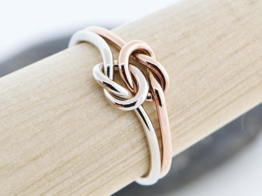 Wedding - 10K Rose Gold Ring, Knot Promise Ring, Double Love Knot Ring, Two Toned Ring, Friendship Ring, Engagement Ring, Gold Knot Ring, Gift For Her