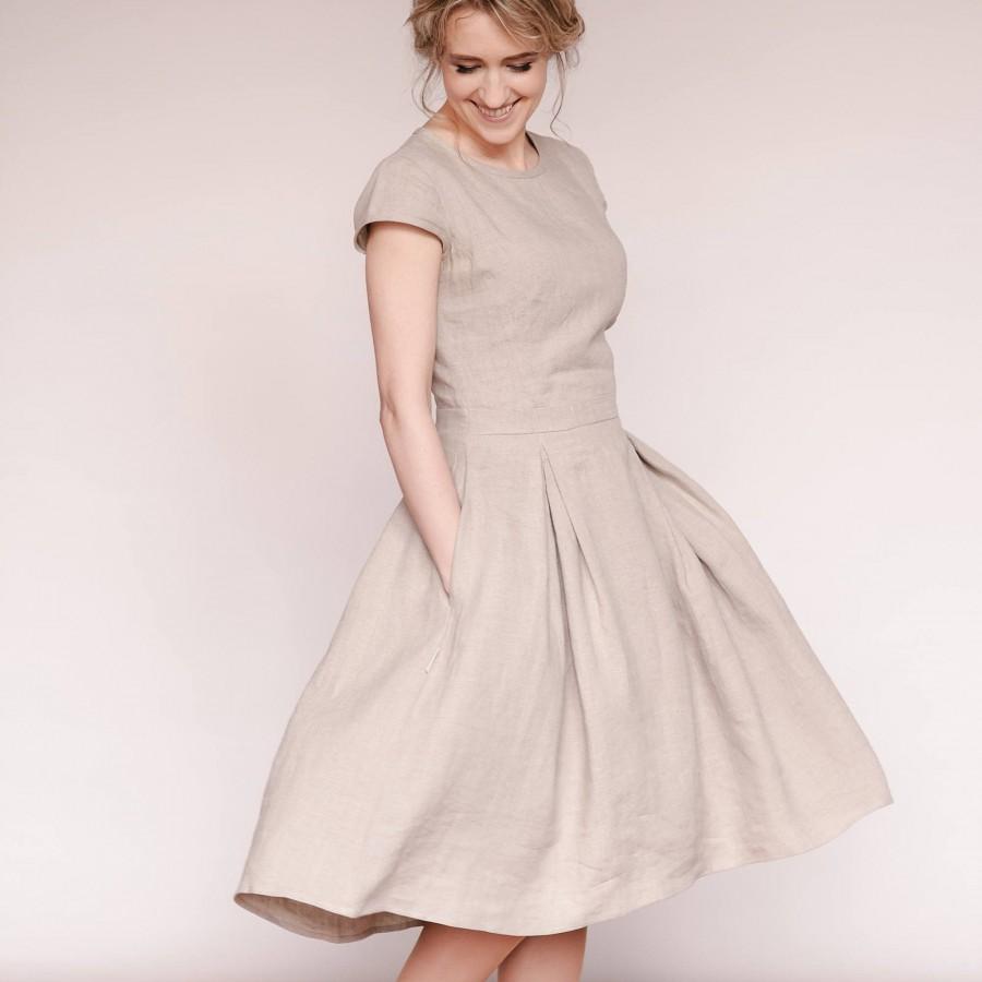 fit and flare dress with sleeves for wedding guest