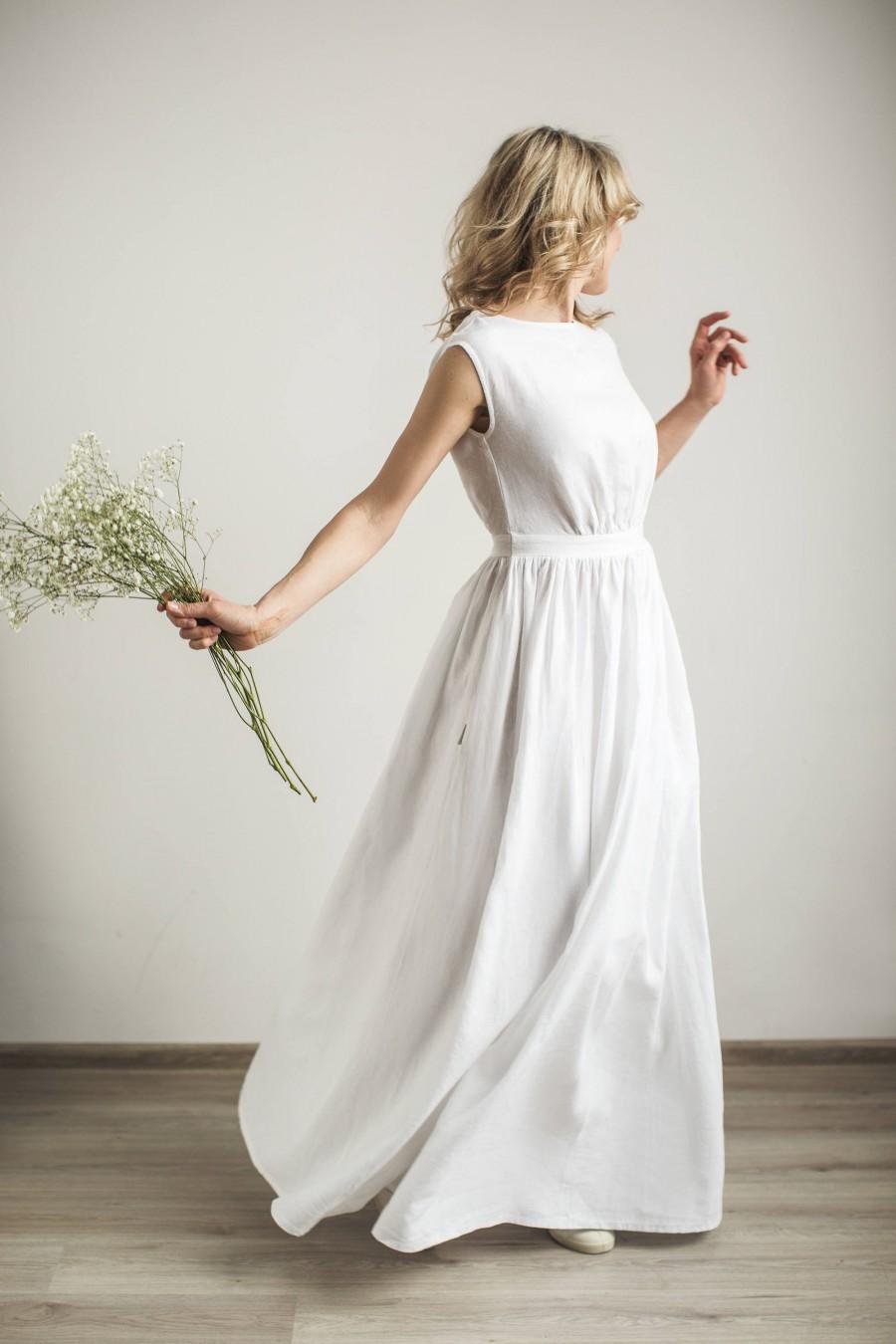 Wedding - Linen Wedding Dress, Minimalist Wedding Dress, Modest Wedding Dress, Simple Wedding Dress, Grecian Wedding Dress, Casual Wedding Dress,Greek