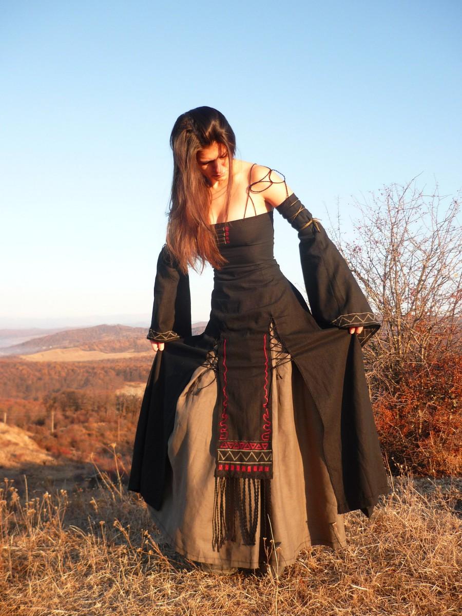 Wedding - ORSHEE Medieval Dress, Festival Linen Dress, Viking Costume, Pagan Dress, Wedding Dress, Boho Clothing