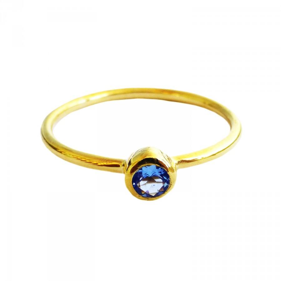 Свадьба - Aquamarine Ring, Dainty Solitaire Ring, 18k Solid Gold, Handmade Stackable Ring, Santa Maria Aquamarine Gold Engagement Ring, Fine Jewelry