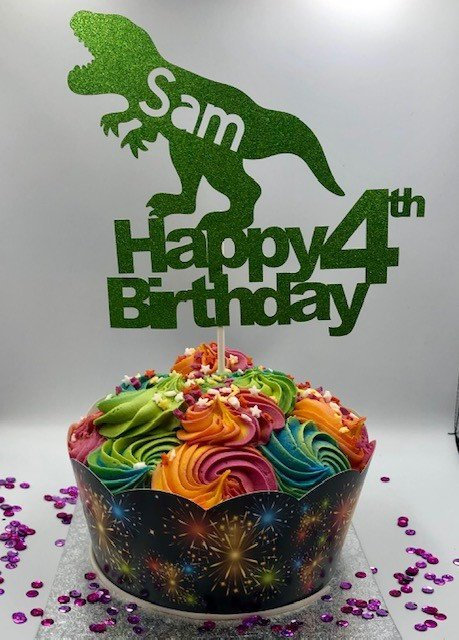 Hochzeit - Personalised Dinosaur Cake Topper