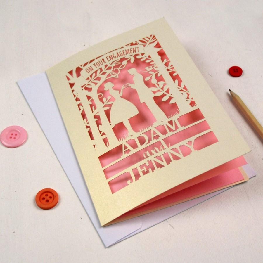 Свадьба - Personalised Papercut Couple Engagement Card, Laser Cut Congratulations On Your Engagement Card, sku_couple