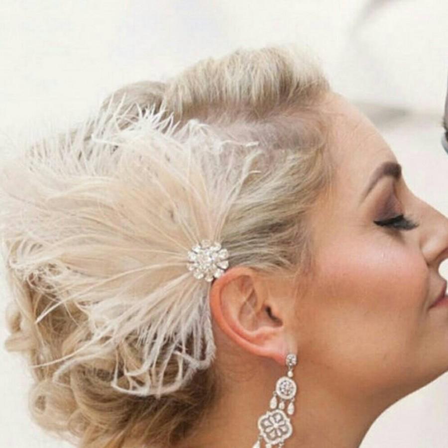 زفاف - Wedding Fascinator, Feather Fascinator, Bridal Accessories, Bridal Hair Clip, Ivory headpiece,  Wedding Hair Piece,  Bridal Headpiece