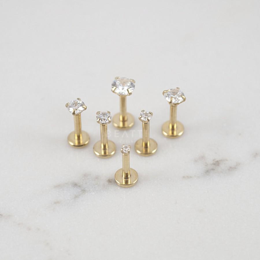 Hochzeit - 16G Gold Titanium Anodized Labret studs/ 1.5mm - 4mm Cartilage earring/Tragus stud/Internal thread/Lip rings/Monroe/Forward helix