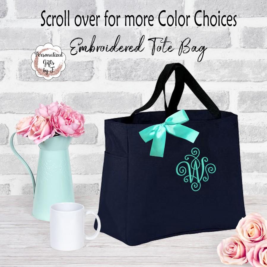 Mariage - Personalized Initial Tote Bag Bridesmaid Gift Tote Bag- Wedding Party Gift- Bridal Party Gift- Sister Gift For Her
