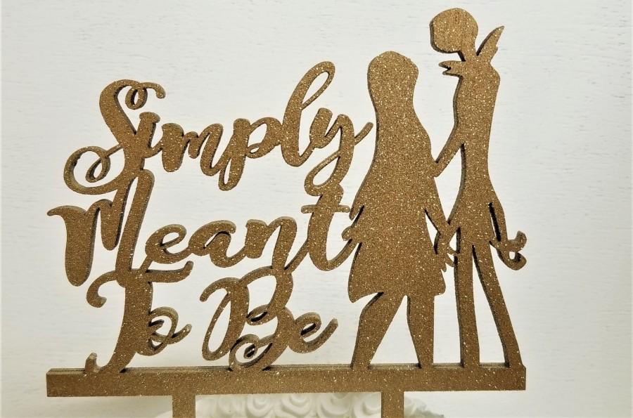 Hochzeit - Jack and Sally Wedding Cake Topper, Simply Meant To Be Wedding Cake Topper, Nightmare Before Christmas Wedding Cake Topper, Gold Wedding