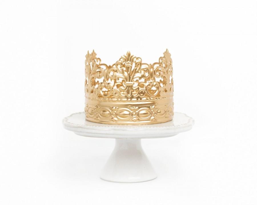 Свадьба - Crown Cake Topper, gold crown for wedding cake topper. Mini Crown, Party Decor, Dessert Table, Quinceañera Cake. Alice.