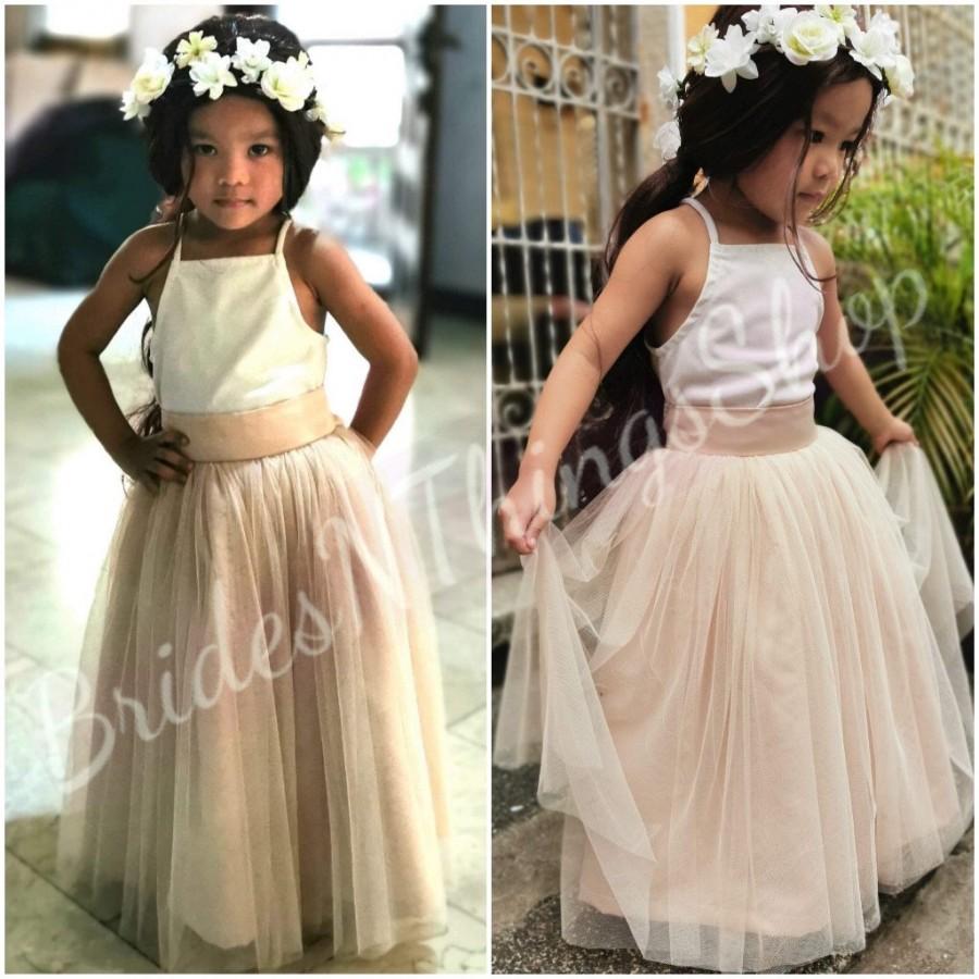 Mariage - Tulle Skirt 82 Colors Champagne tulle skirt, tulle skirt,flower girl  skirt, champagne tulle skirt for flower girls,champagne tutu skirt
