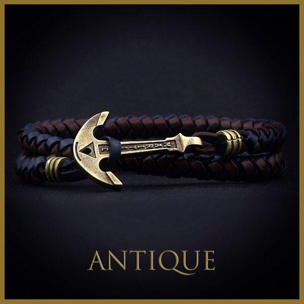 زفاف - Leather Anchor Bracelet. Valentines Day Gift for Boyfried Brown Blue Mens Leather Bracelet. Leather Nautical Wrap Bracelet. Bracelet for Man