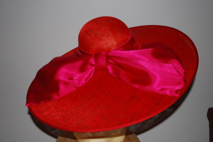Hochzeit - Extra large desiger Red & Cerise hat ideal for Royal Ascot or the Derby  by Hats2go Made to order - Also available i over 50 colours