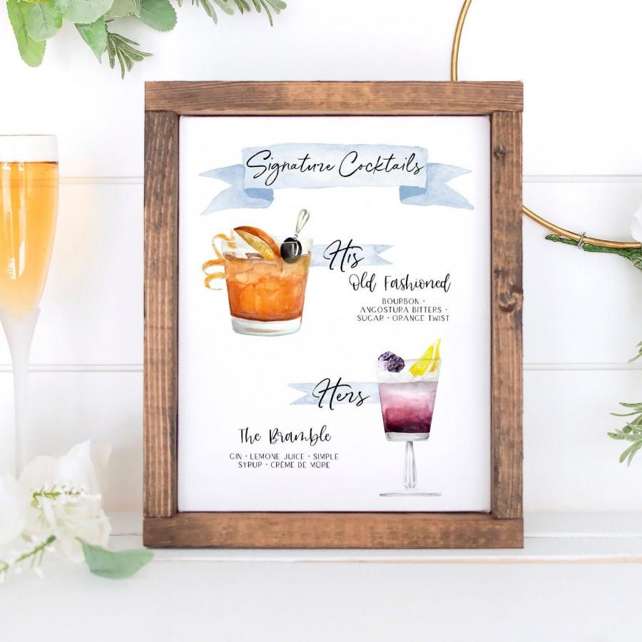 Wedding - Design Your Own! 90 Drink Images + Garnishes Included, Signature Cocktail Sign Template, Signature Drink Menu Printable, Wedding Bar Sign