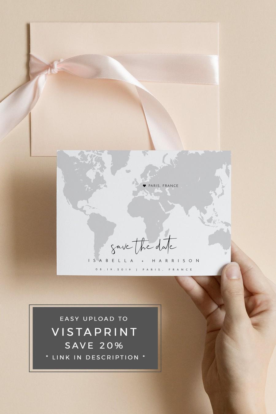 Mariage - Destination Wedding Save the Date Template, Editable Map Save the Date, Map Save the Dates, Travel Save the Date, Templett Invite Instant