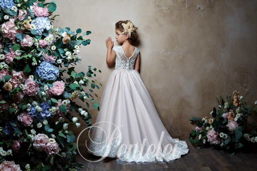 Wedding - Tulle Flower Girl Dress, Lace Flower Girl Dress, Junior Bridesmaid Dress, Flower Girl Dresses, Dress, First Communion Dress,Baptism dress