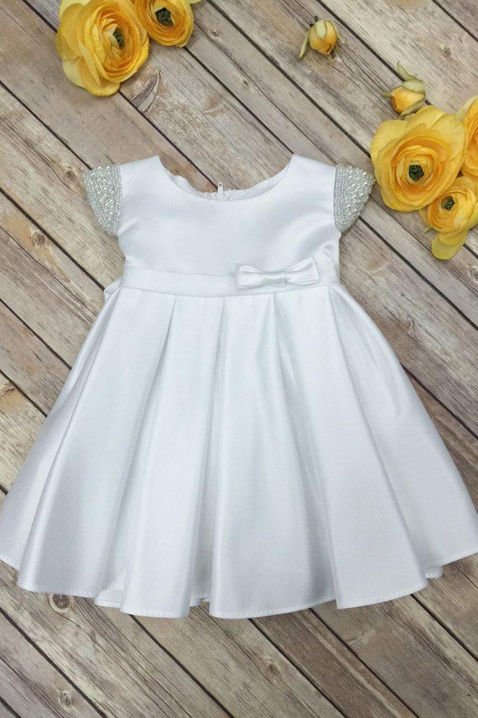 Mariage - Flower Girl Dress,FREE SHIPPING,White Dress, Baby White Dress, Pearl Dress, Flower Girl, Wedding Flower Girl Dress,White Party Dress