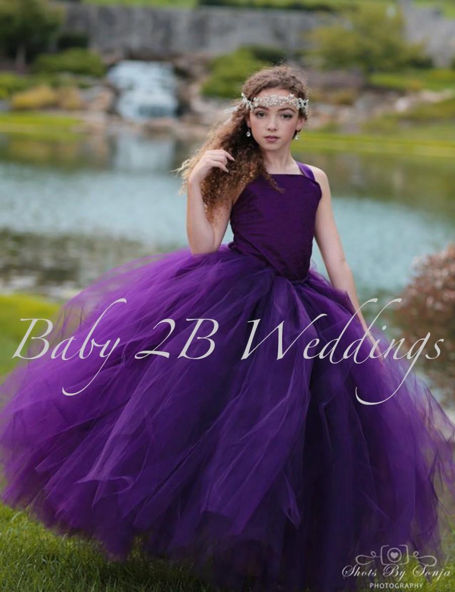 Plum Dark Purple Eggplant Wedding Flower Girl Dress 6M 12M 18M 2 4 5/6 7/8 9/10 