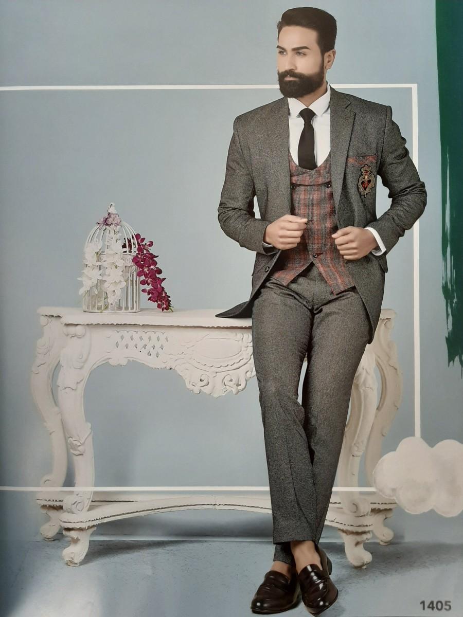 زفاف - Western Traditional Elegant 5pc Suit Set Indo Western for Men Jodhpuri Blazer, Jacket ,Tuxedo Outfit, Wedding Shirt Pant Vest Tie Coat