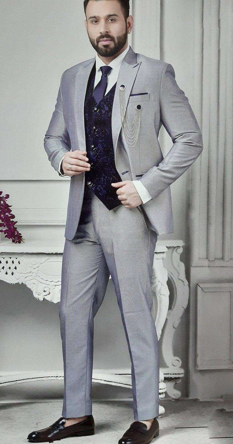 Свадьба - Western Traditional Elegant 5pc Suit Set Indo Western for Men Jodhpuri Blazer, Jacket ,Tuxedo Outfit, Wedding Shirt Pant Vest Tie Coat