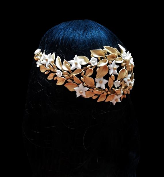 Свадьба - Flower bridal headpiece, Bridal hairpiece, Flower hair comb, Wedding accessory, Leaf hair comb, Rustic wedding, Bride gift, PP-004