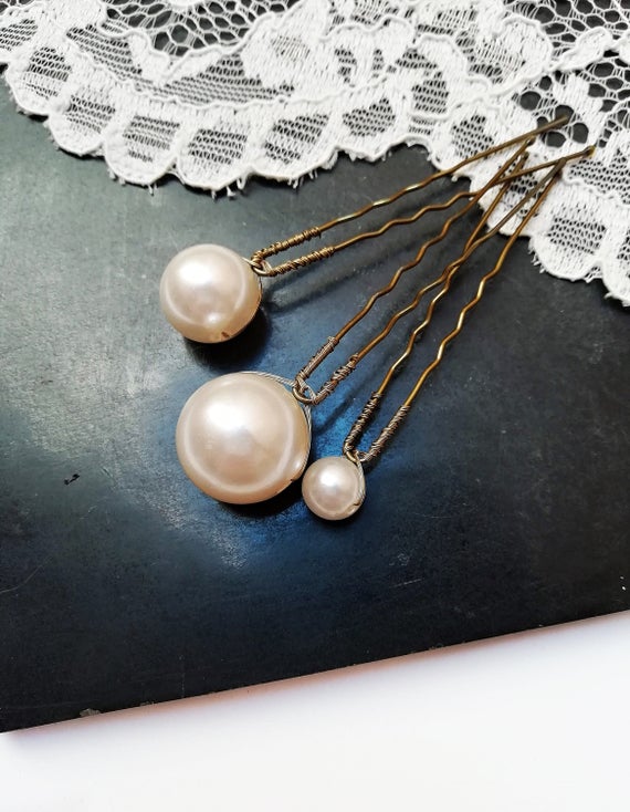 Свадьба - Pearl hair pins. Wedding hair accessories.
