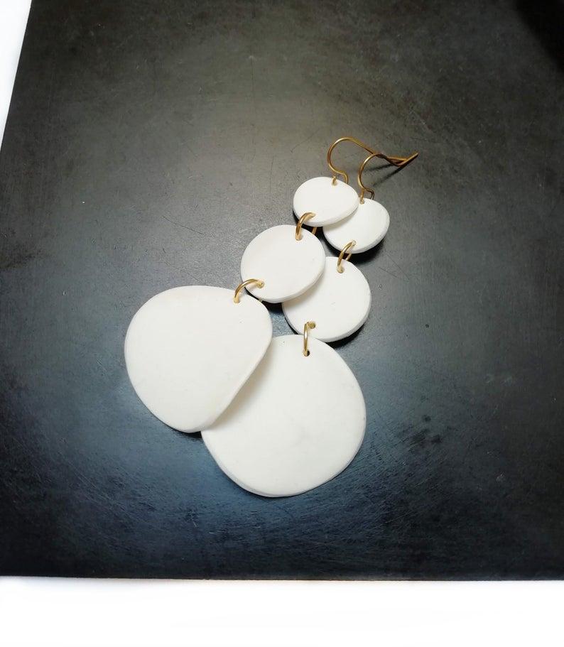 Hochzeit - Statement circle earrings. Porcelain earrings. Minimalist earrings.