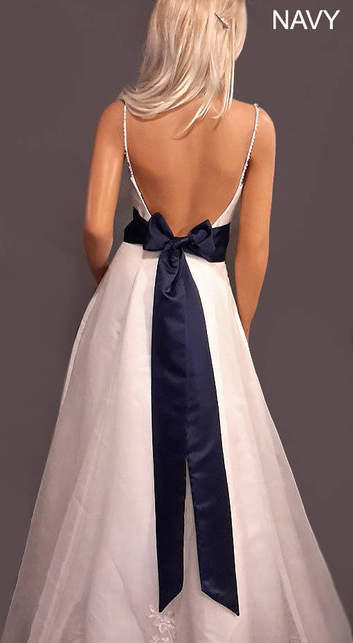زفاف - Satin wedding sash bridal belt prom evening pageant tie bridesmaid belt SSH100 AVL IN navy blue and 18 other colors CHOOSE Length & Width