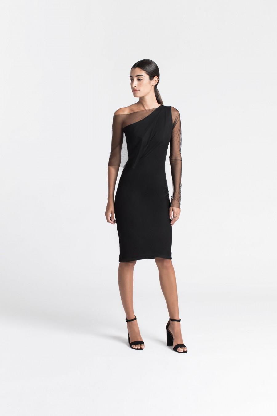 Hochzeit - NEW Pencil Dress / Black Dress / One Shoulder Dress / Party Dress / Cocktail Dress / Scarlett Dress / Marcellamoda - MD1010