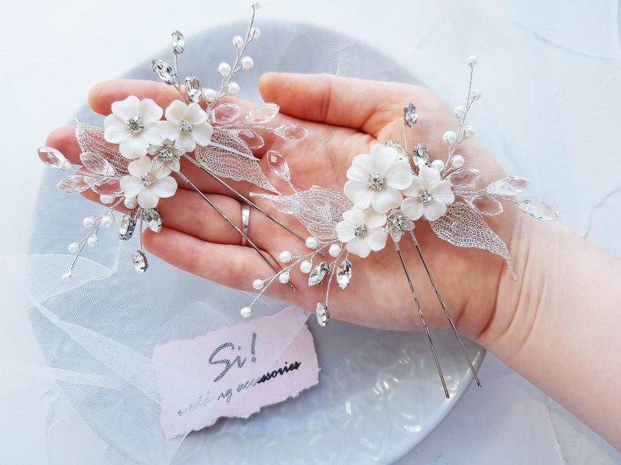 زفاف - Bridal hair pin , Wedding hair pin , Wedding hair accessory , Wedding hair piece , bridal hair piece , Flower hair pin , wedding hair piece